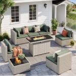 UDPATIO Patio Furniture Set with Fire Pit Table, 8 Pieces Outdoor Sectional Sofa... - Image 2
