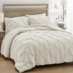 UNIKOME King Size Comforter Set Beige - Ultra Soft Boho Pintuck Cream Down Alter... - Image 2
