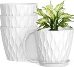 UOUZ 8 Inch Plant Pots, 4 Pack Plastic Planters for Indoor Outdoor with Drainage... - Image 2