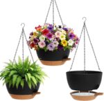 UOUZ Set of 3-10 Inch Self Watering Hanging Planters for Indoor Outdoor，Hanging ... - Image 2