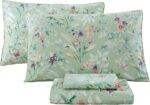 URBONUR Garden Floral Sheets Set Sage Green 4Pcs Full Size, Egyptian Cotton Silk... - Image 2