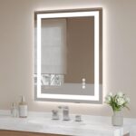 USHOWER LED Bathroom Mirror 28x36 Inch Tempered Glass - Frameless LED Backlit Li... - Image 2