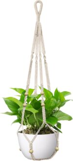 USLAI Macrame Plant Hanger Indoor Outdoor, Fits 4 to 15 Inch Pots, Strong Hangin... - Image 2