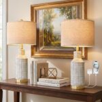 USumkky 25" Modern 3-Way Dimmable Touch Control with USB A+C Ceramic Lamps Set o... - Image 2