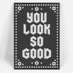 Unframed Hexagon Bistro Tile Letter Tile Canvas Posters Retro Black And White He... - Image 2