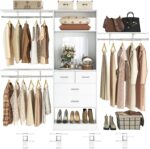 Unikito 8FT Closet System with 4 Drawers, 96" Wood Closet Organizer with Mirror ... - Image 2