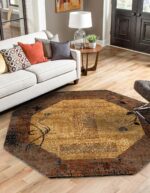 Unique Loom Barista Collection Area Rug - Excelsa (6' 1" Octagon, Beige/Brown) - Image 2