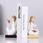 Unique Reading Figurine Book Ends - Book Lovers Gifts for Bookshelf Decorations ... - Image 2