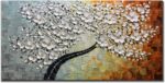 V-inspire Art, 24x48 Inch Modern Abstract Hand-Painted Oil Painting Lucky Flower... - Image 2