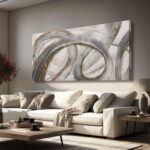 VAYIMDH Canvas Wall Art for Living Room Large Graffiti Wall Decor Grey and Beige... - Image 2