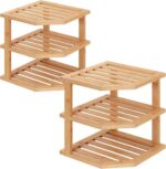VERTORGAN 3 Tier Bamboo Corner Shelf(2 Pack),Plate Organizer,Dish Drying Rack,Ki... - Image 2