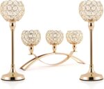VINCIGANT Set of 3 Gold Candle Holders Wedding Table Centerpieces,Tealight Candl... - Image 2