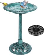 VIVOHOME Bird Bath with Solar Fountain for Outside, Polyresin Pedestal Bird Bath... - Image 2