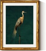 VIYYIEA Bamboo Detail Design Gold Framed Wall Art for Living Room, Crane Canvas ... - Image 2