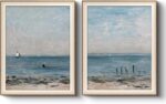 VIYYIEA Framed Coastal Wall Art Set of 2, Impressionist Beach Seascape Canvas Pr... - Image 2