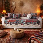 VOGOL Moroccan Sofa Throw Pad, 27x27 Inch Scalloped Furniture Protector with Tas... - Image 2