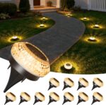 VOLISUN Solar Ground Lights Outdoor,12 Pack Flat Solar Pathway Lights,IP67 Water... - Image 2