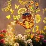 VOOKRY Solar Lights Outdoor Waterproof, Sunflower Metal Solar Watering Can Light... - Image 2