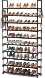 VTRIN 10 Tier Shoe Rack Tall Large Capacity Wide Shoe Organizer with Two Hooks S... - Image 2