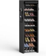 VTRIN Vertical Narrow Shoe Rack Organizer 10 Tier Tall Shoe Shelf Holds 20-22 Pa... - Image 2