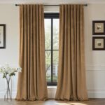 Velvet Curtains 84 Inch Length 2 Panels Set Gold Brown Light Blocking Thermal In... - Image 2