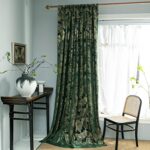 Velvet Green Curtain Leaves Bedroom and Living Room high-end Gold foil Printing ... - Image 2