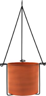 Vera Hanging Planter with Galvanized Steel Pot, Burnt Sienna Finish, Wrought Iro... - Image 2