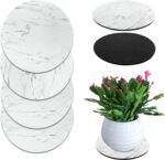 VinBee Plant Coasters Mats 4PC White Marble Veining Plant Saucer 6 Inch Flower P... - Image 2