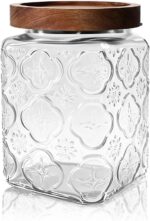 Vintage Glass Jar with Wood Lid - 24 OZ Airtight Canister for Kitchen Pantry Bat... - Image 2