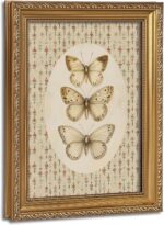 Vintage Gold Framed Wall Art for Living Room Retro Floral Butterfly Canvas Print... - Image 2