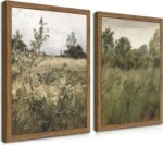 Vintage Landscape Wall Art Set of 2, Green Natural Wilderness Farmhouse Canvas W... - Image 2