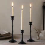 Vintage Metal Candlestick Holders, Set of 3 Black Candle Holders for Candlestick... - Image 2
