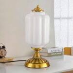 Vintage Milk Glass Table Lamp, Art Deco Mid Century Modern Bedside Lamp, Bedroom... - Image 2