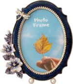Vintage Photo Frame 5x7, Hand Painted Floral Picture Frame with Metal Frame and ... - Image 2