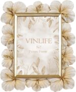 Vintage Picture Frames 5x7 Antique White and Gold Ornate Flower Picture Frame wi... - Image 2