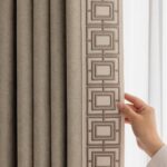 VisionaryHomeDesign Dark Beige Pinch Pleat Curtain Panels with Decorative Trim, ... - Image 2
