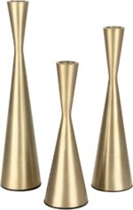 Vixdonos Brass Gold Taper Candlestick Holders Metal Candle Holders Set of 3 Tabl... - Image 2