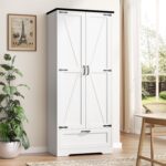 Vongrasig Kitchen Pantry Storage Cabinet with Barn Doors, Drawer and Adjustable ... - Image 2