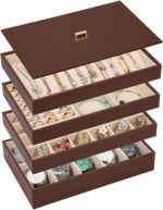 Voova Stackable Jewelry Organizer Tray with Lid, PU Leather Jewelry Storage Hold... - Image 2
