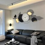 WALL Large Modern Abstract Metal Wall Art, Black and Gold Geometric Circles Wall... - Image 2