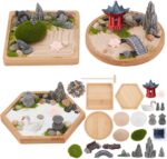 WEBEEDY 3 Sets Mini Zen Garden Kit Sand Tray Kit Japanese Sand Garden for Deskto... - Image 2
