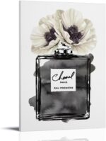 WEboL Fashion Perfume Bottle Black With Grey & White Poppy Poster Decorative Pai... - Image 2