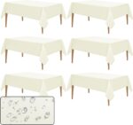 WIGENIUS 6 Pack Faux Linen Ivory Tablecloth Rectangle 60 x 102 Inches Waterproof... - Image 2