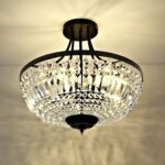 WINGBO 19.5 Inch Crystal Ceiling Light Fixture, 5-Light Raindrop Semi Flush Moun... - Image 2