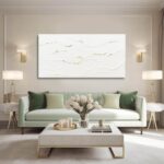 WINKAILIN Wavy Line Hand Painted Wall Art Minimalist Decoration 24"x48" Abstract... - Image 2