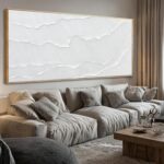 WINKAILIN White Wave Wall Art Textured Canvas Hand-drawn Minimalist Pictures Mod... - Image 2