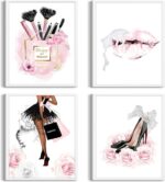 WNRTEKNK 4Pcs Fashion Women Wall Art High Heel Lips Handbag Wall Decor Glam Make... - Image 2
