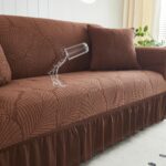 WONGS BEDDING Stretch Velvet Sofa Slipcover, Cushion Couch Cover with Skirt, Pet... - Image 2