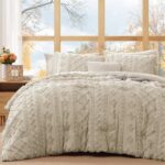 WRENSONGE Queen Size Comforter Set with Sheets - 7 Pieces Beige Tufted Bed in a ... - Image 2