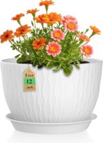 WSMKSZ 12 Inch Large Plant Pots for Indoor or Outdoor Plants, Wide Water Ripples... - Image 2